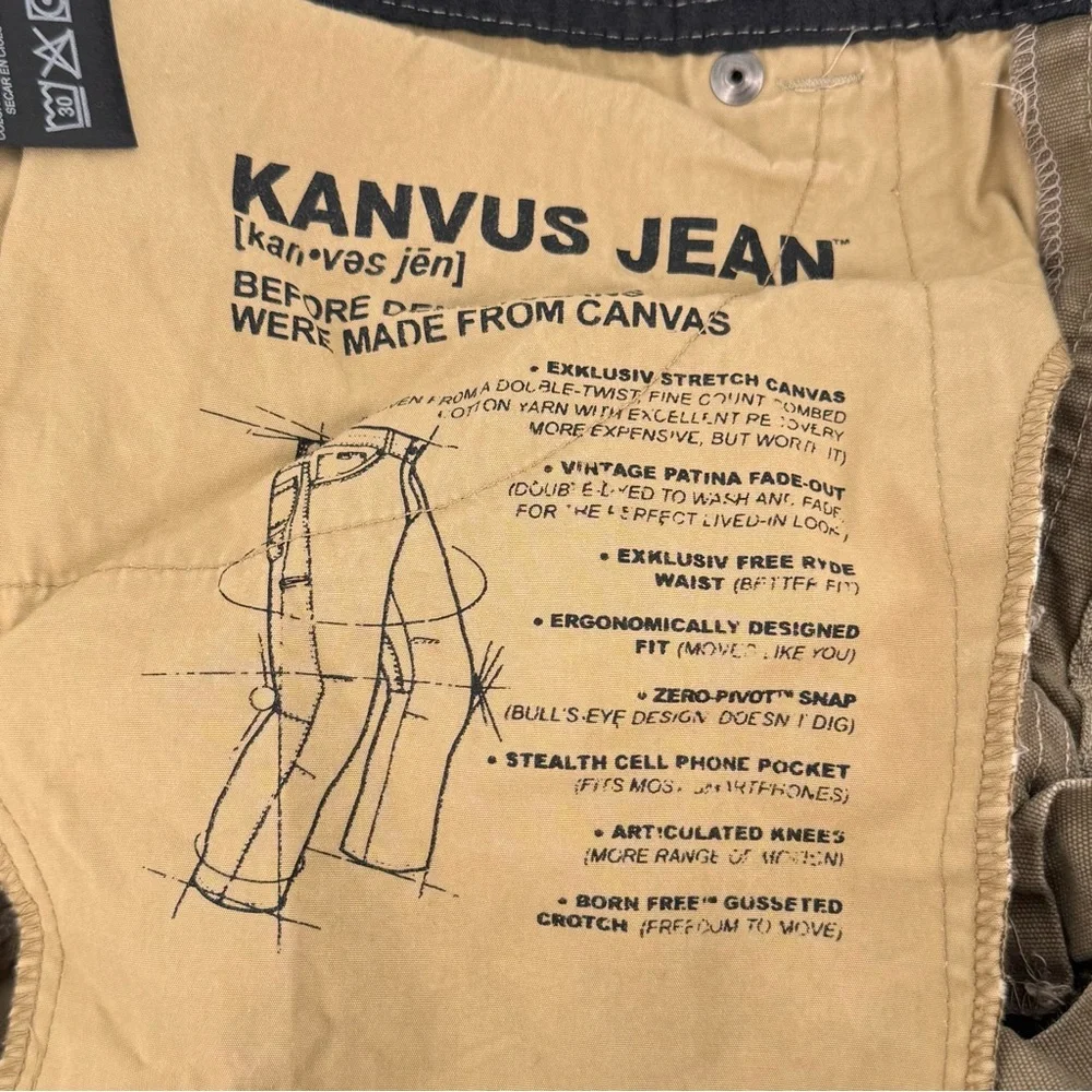 Kuhl Kanvas Vintage Patina Jeans Tan‎ Size 34W x 29.75L